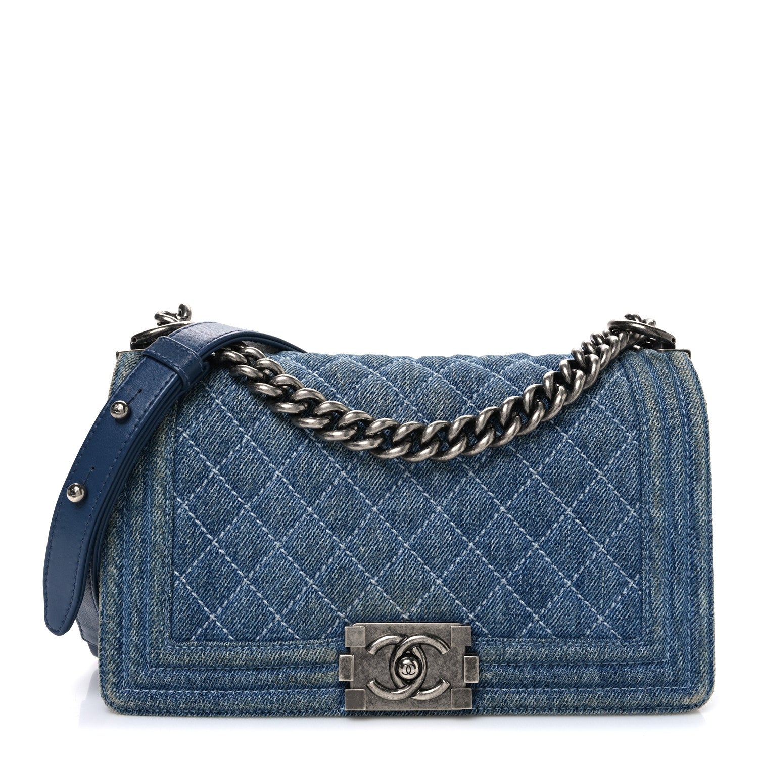 Chanel Denim Quilted Medium Boy Flap Blue 1 of 11