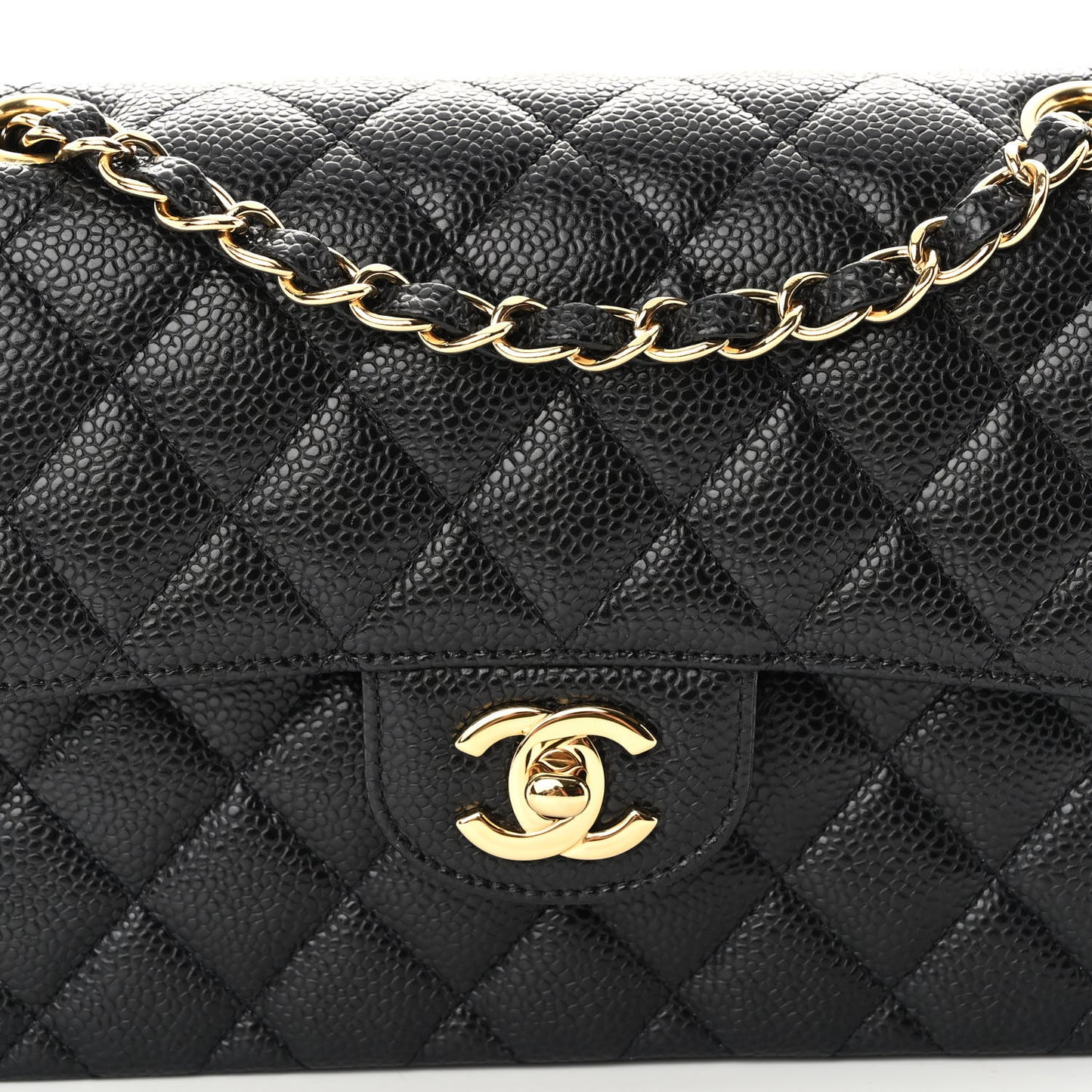 Caviar Quilted Small Double Flap Black