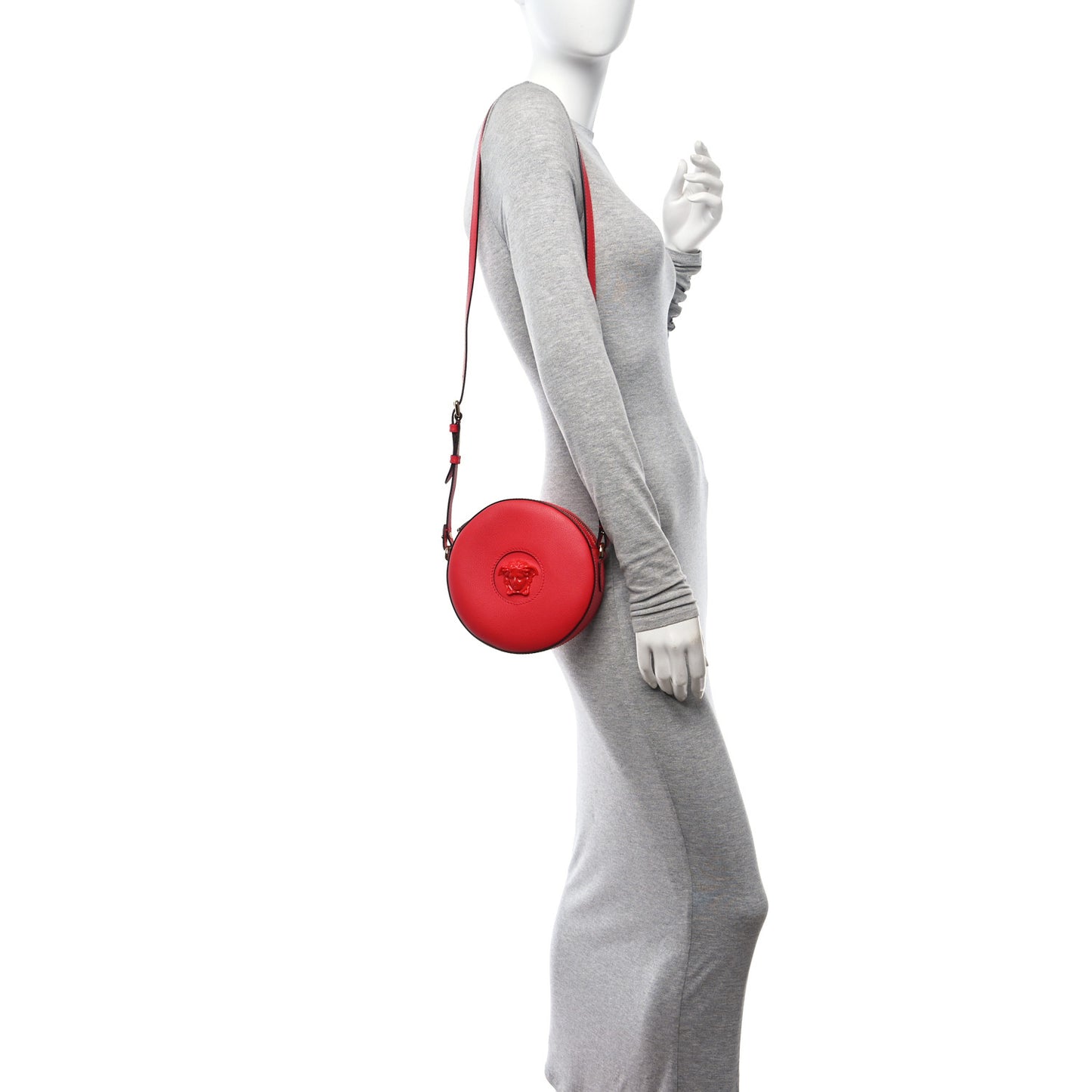 Calfskin La Medusa Round Camera Bag Red