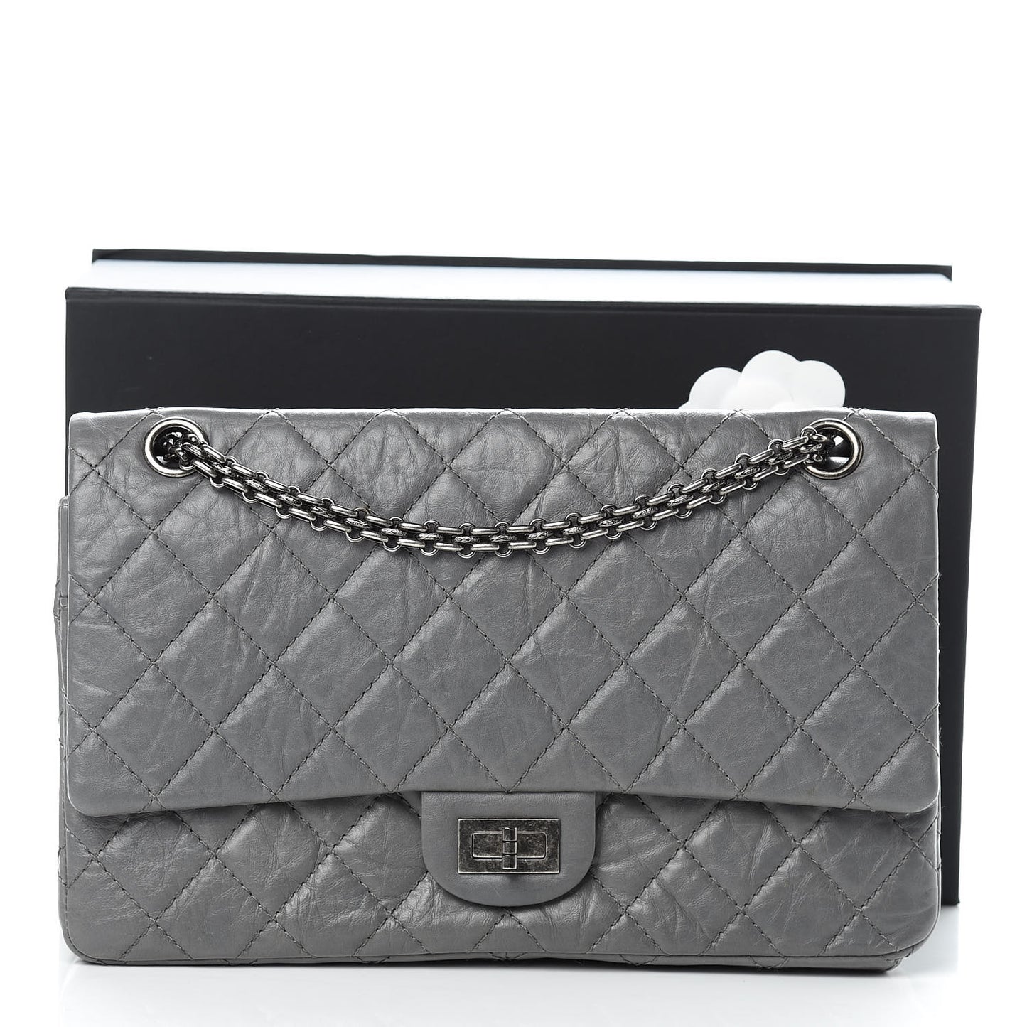 Aged Calfskin Quilted 2.55 Reissue 226 Flap Grey