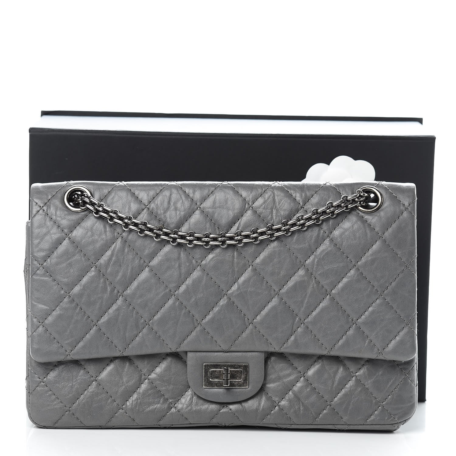 Chanel Aged Calfskin Quilted 2.55 Reissue 226 Flap Grey 17 of 17