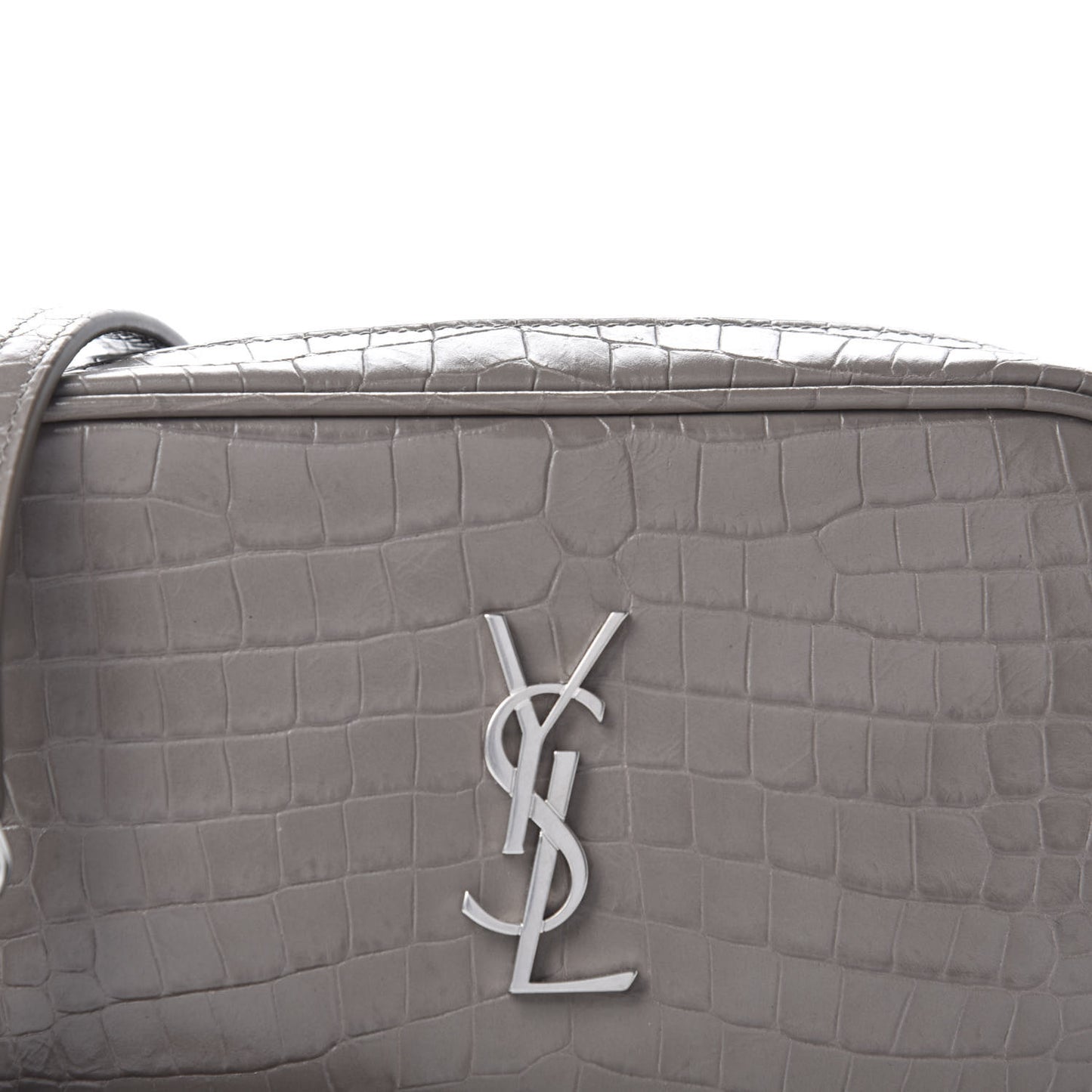 Calfskin Crocodile Embossed Monogram Lou Camera Bag Fog
