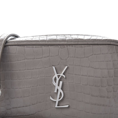 Saint Laurent Calfskin Crocodile Embossed Monogram Lou Camera Bag Fog 10 of 10