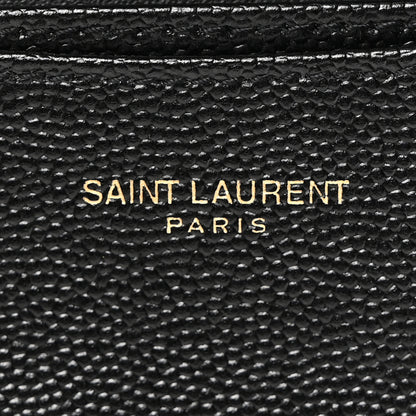 Saint Laurent Grain De Poudre Matelasse Chevron Monogram Flap Card Case Black 6 of 11