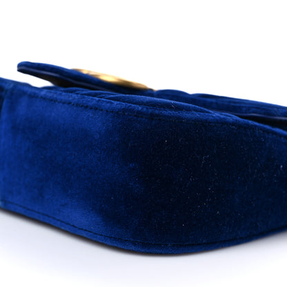Gucci Velvet Matelasse Mini GG Marmont Shoulder Bag Cobalt Blue 10 of 12