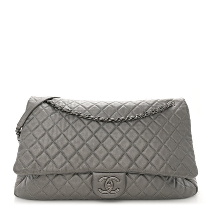 Chanel Metallic Metallized Calfskin Quilted XXL Travel Flap Bag Dark Silver 1 of 12