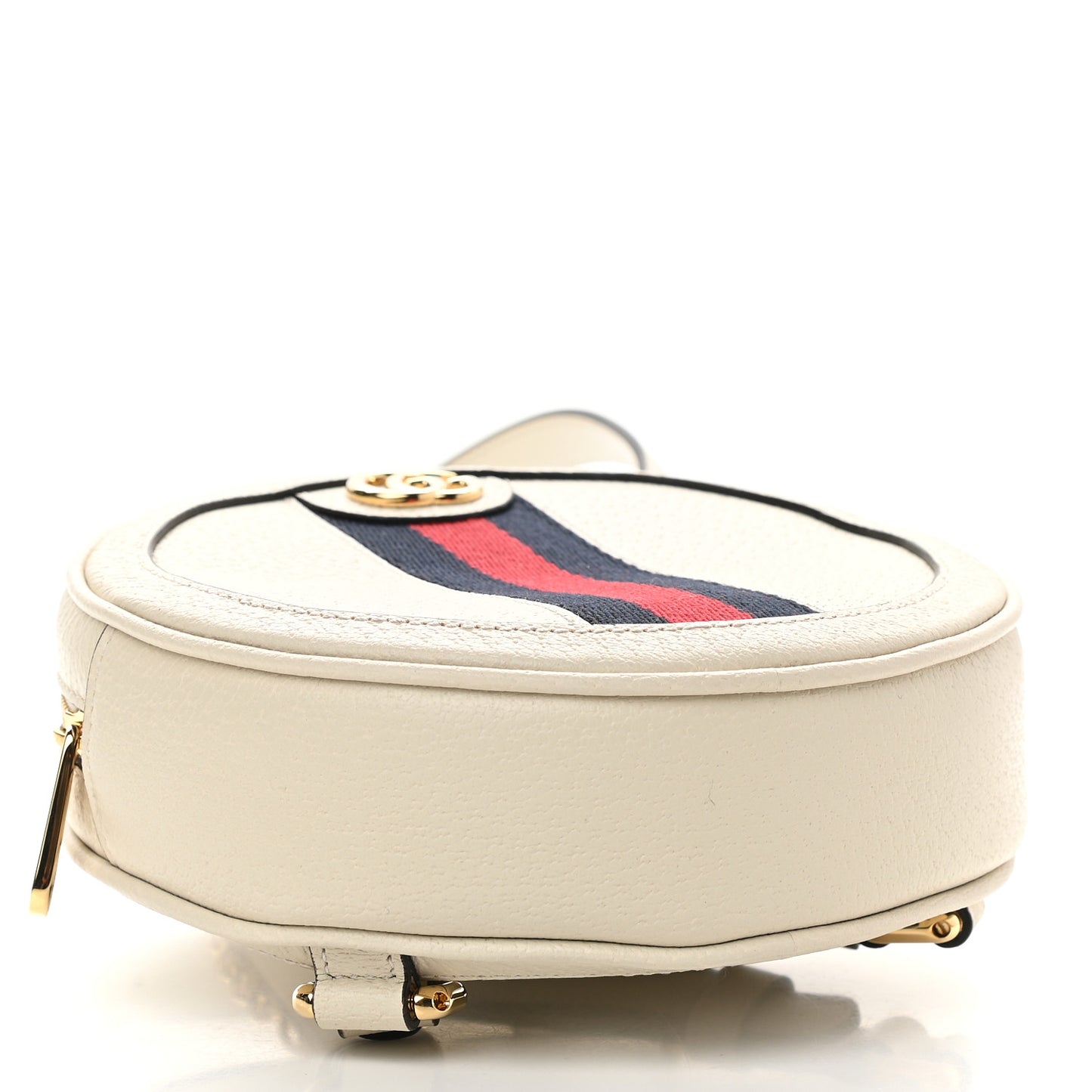Textured Calfskin Web Mini Ophidia Round Backpack Mystic White