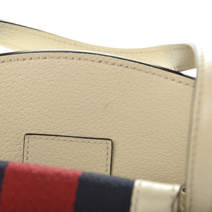 Gucci Grained Calfskin Web Stripe Butterfly Medium Totem Top Handle Bag White 8 of 13