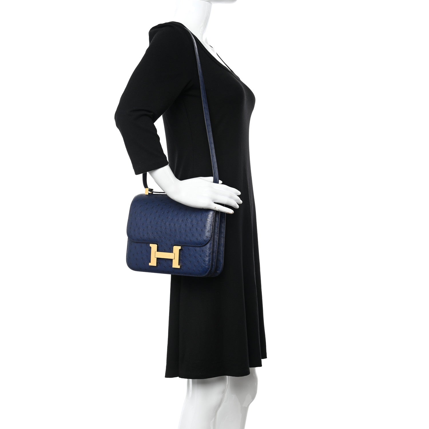 Hermes Ostrich Constance 24 Bleu De Malte 2 of 12