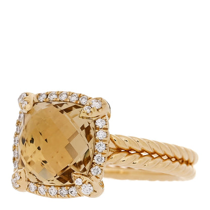 David Yurman 18K Yellow Gold Diamond Champagne Citrine 9mm Chatelaine Pave Bezel Ring 52 6 3 of 6