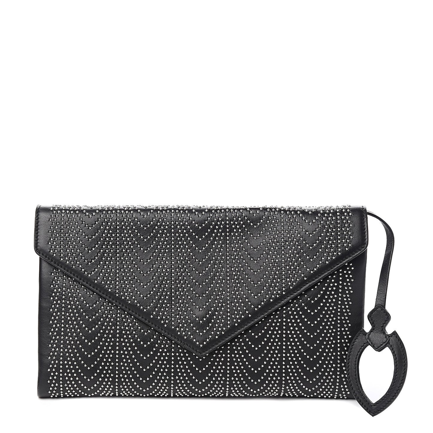 Calfskin Studded Envelope Clutch Black