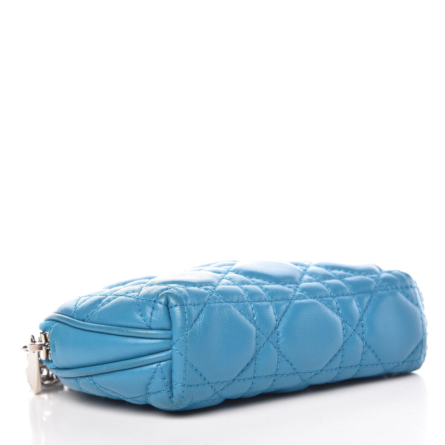 Lambskin Cannage Cosmetic Case Turquoise