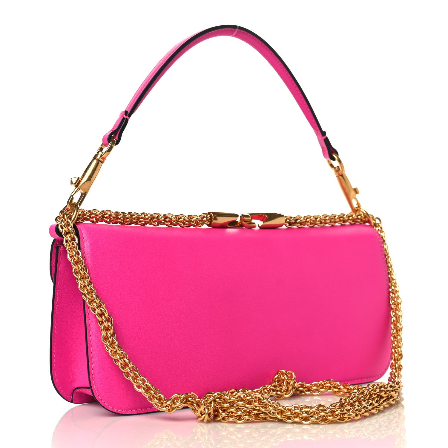 Valentino Garavani Calfskin Vlogo Loco Shoulder Bag Pink PP 3 of 9