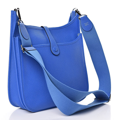 Hermes Taurillon Clemence Evelyne III PM Bleu Hydra 3 of 11