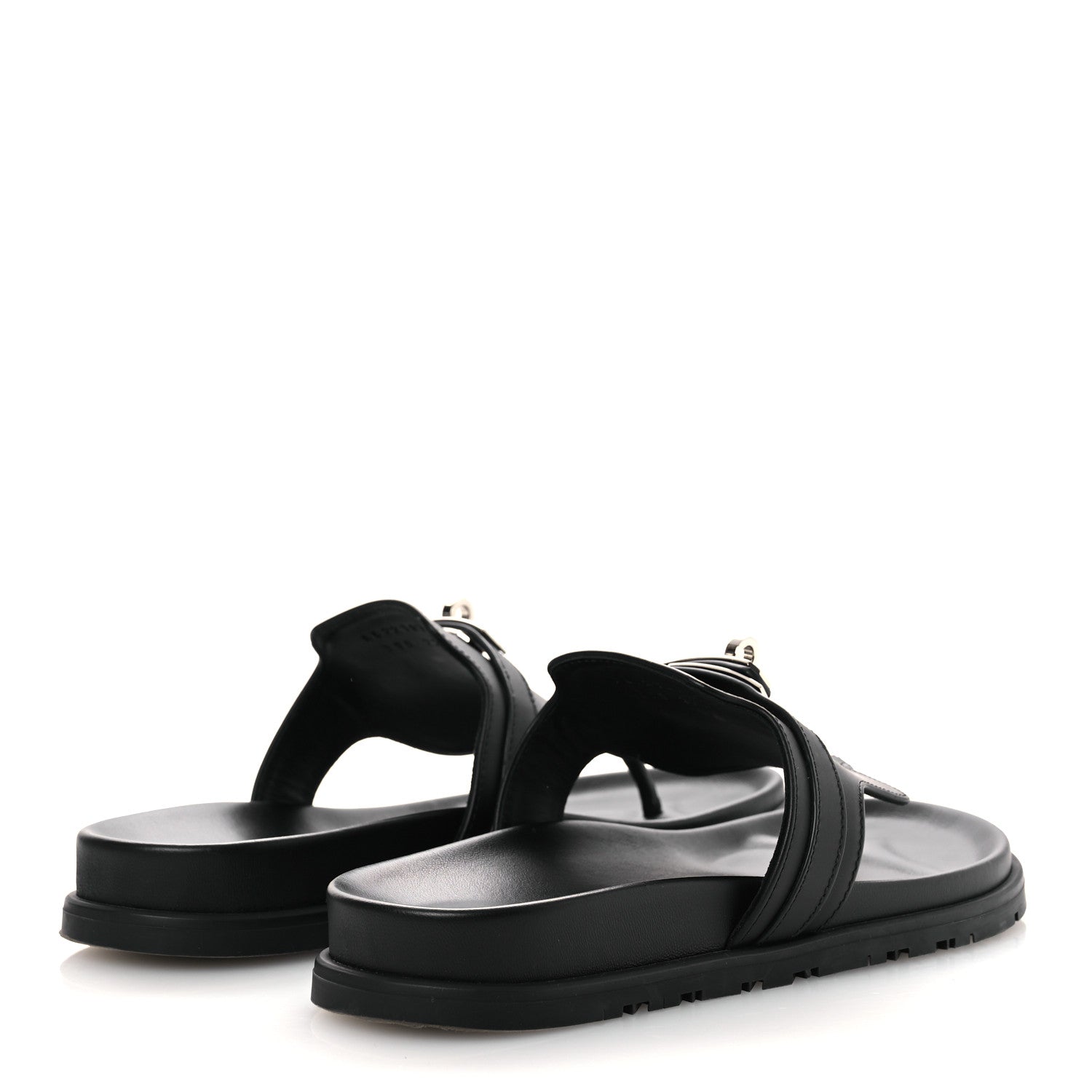 Hermes Calfskin Womens Empire Sandals 39 Black 5 of 14
