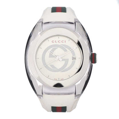 Gucci Stainless Steel Rubber 46mm Sync Web Quartz Watch White 1 of 6