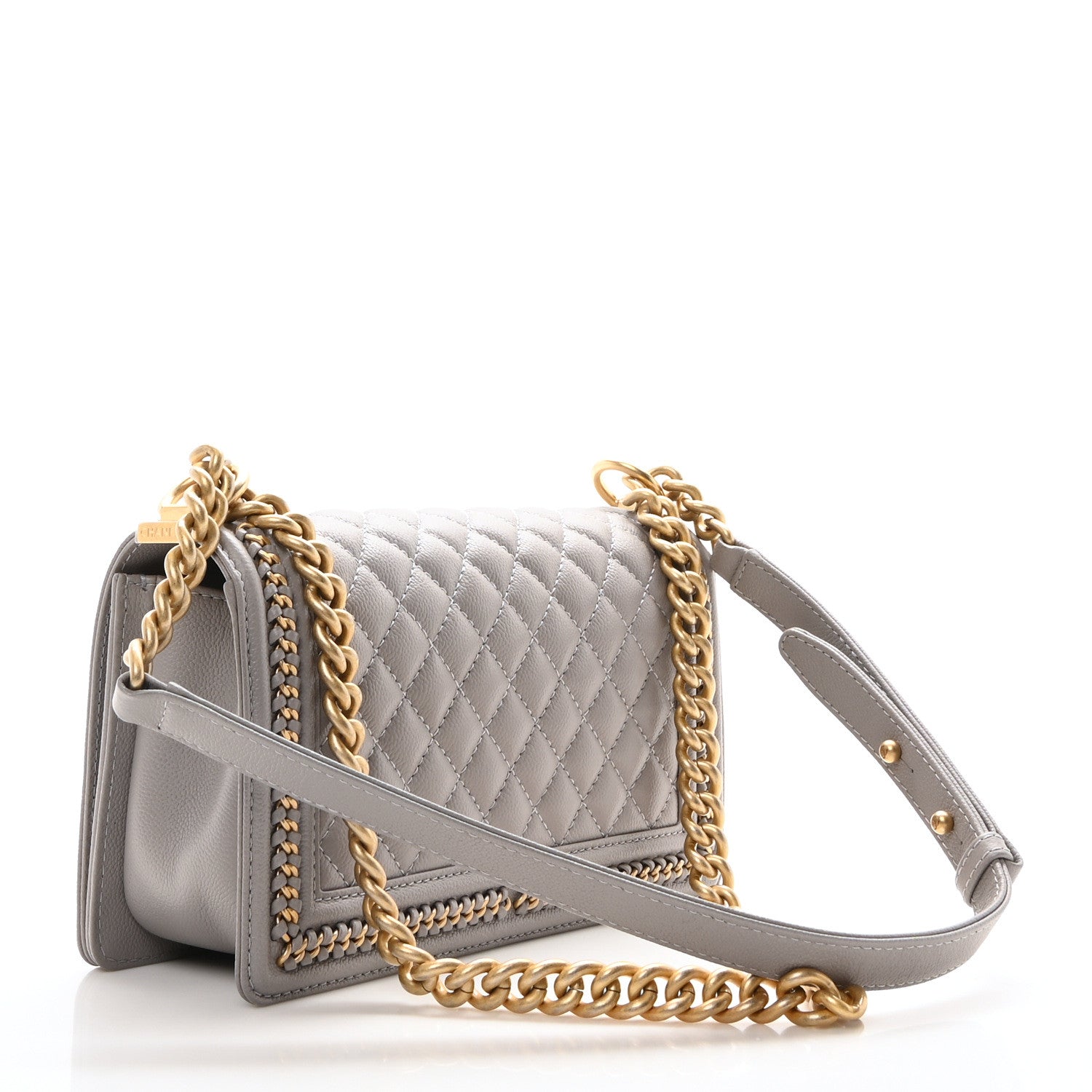 Chanel Caviar Quilted Chain Around Medium Boy Flap Grey 3 of 10