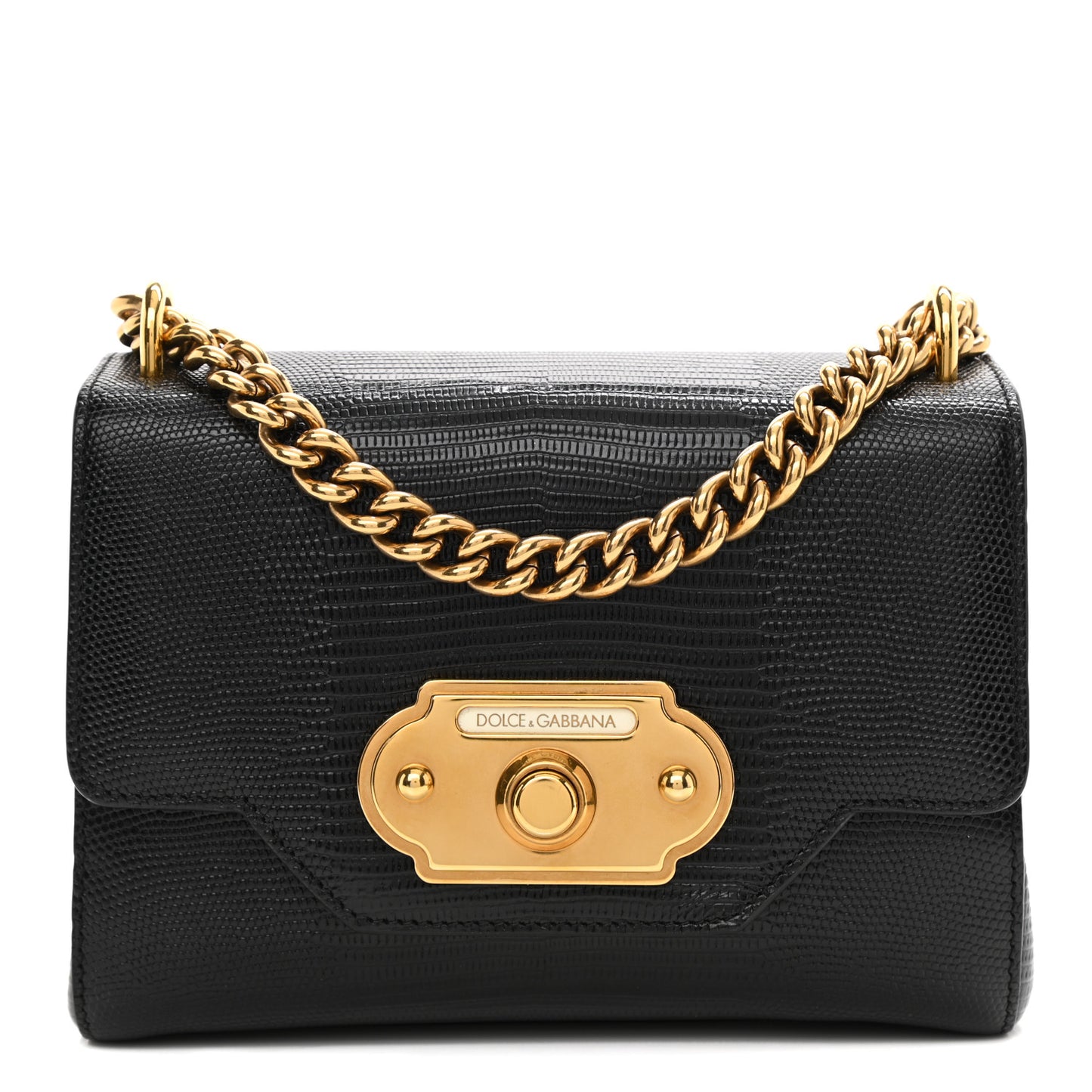Iguana Calfskin Embossed Mini Welcome Crossbody Bag Black