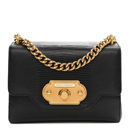 Dolce & Gabbana Iguana Calfskin Embossed Mini Welcome Crossbody Bag Black 2 of 15