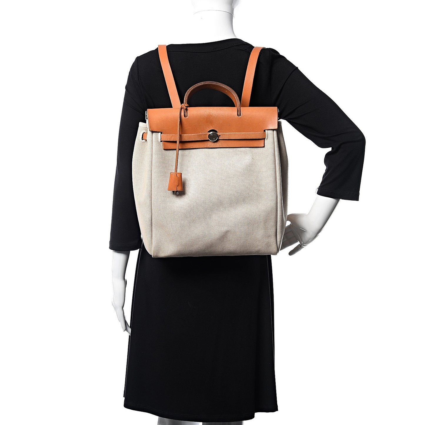 Toile Vache Calfskin Herbag 30 PM Backpack Natural