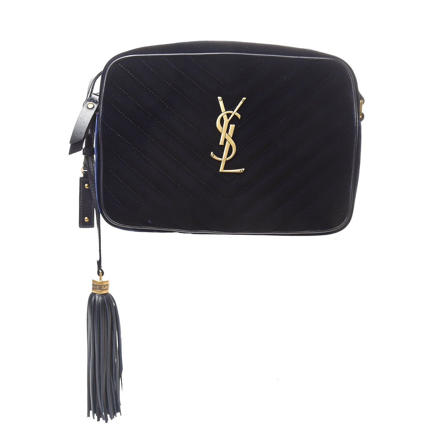 Velvet Matelasse Monogram Lou Camera Bag Navy