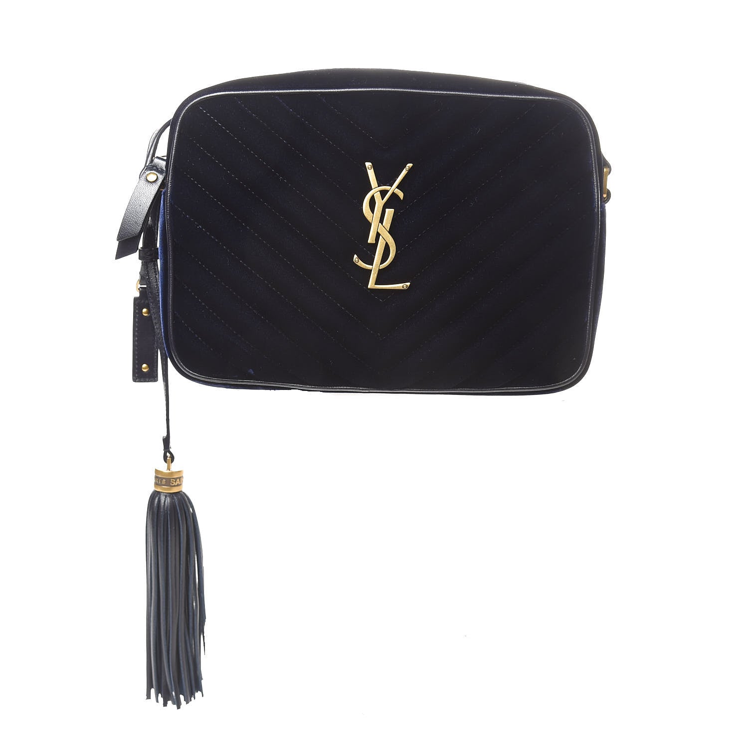 Saint Laurent Velvet Matelasse Monogram Lou Camera Bag Navy 1 of 10