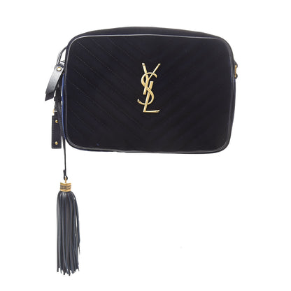 Saint Laurent Velvet Matelasse Monogram Lou Camera Bag Navy 1 of 10