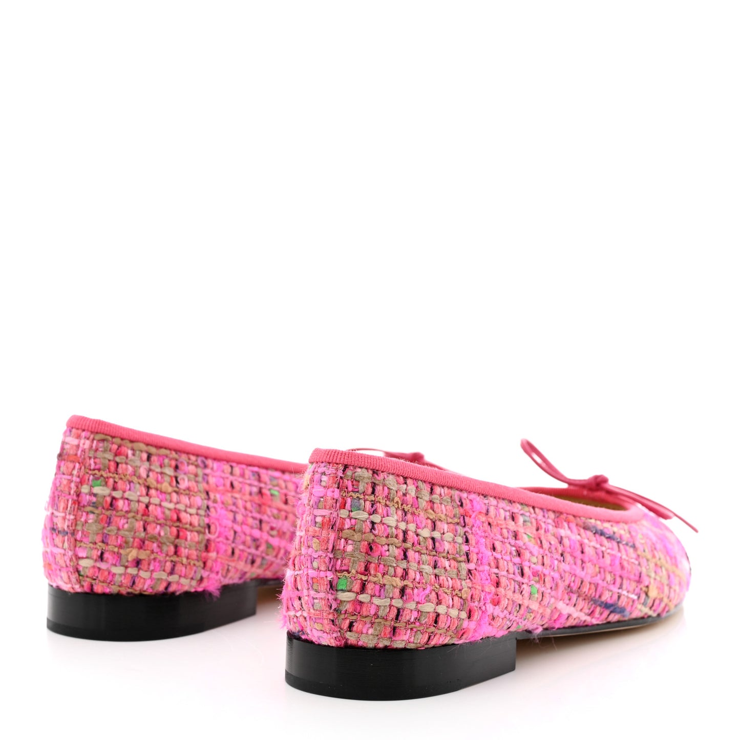 Tweed Cap Toe Ballerina Flats 37 Pink Black