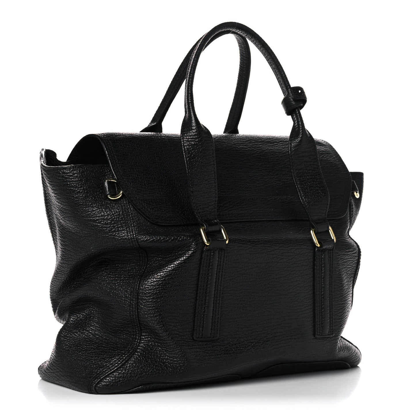 Textured Calfskin Large Pashli Satchel Black