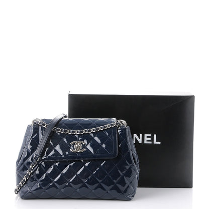 Chanel Patent Quilted Large Coco Shine Accordion Flap Dark Navy Blue 9 of 9