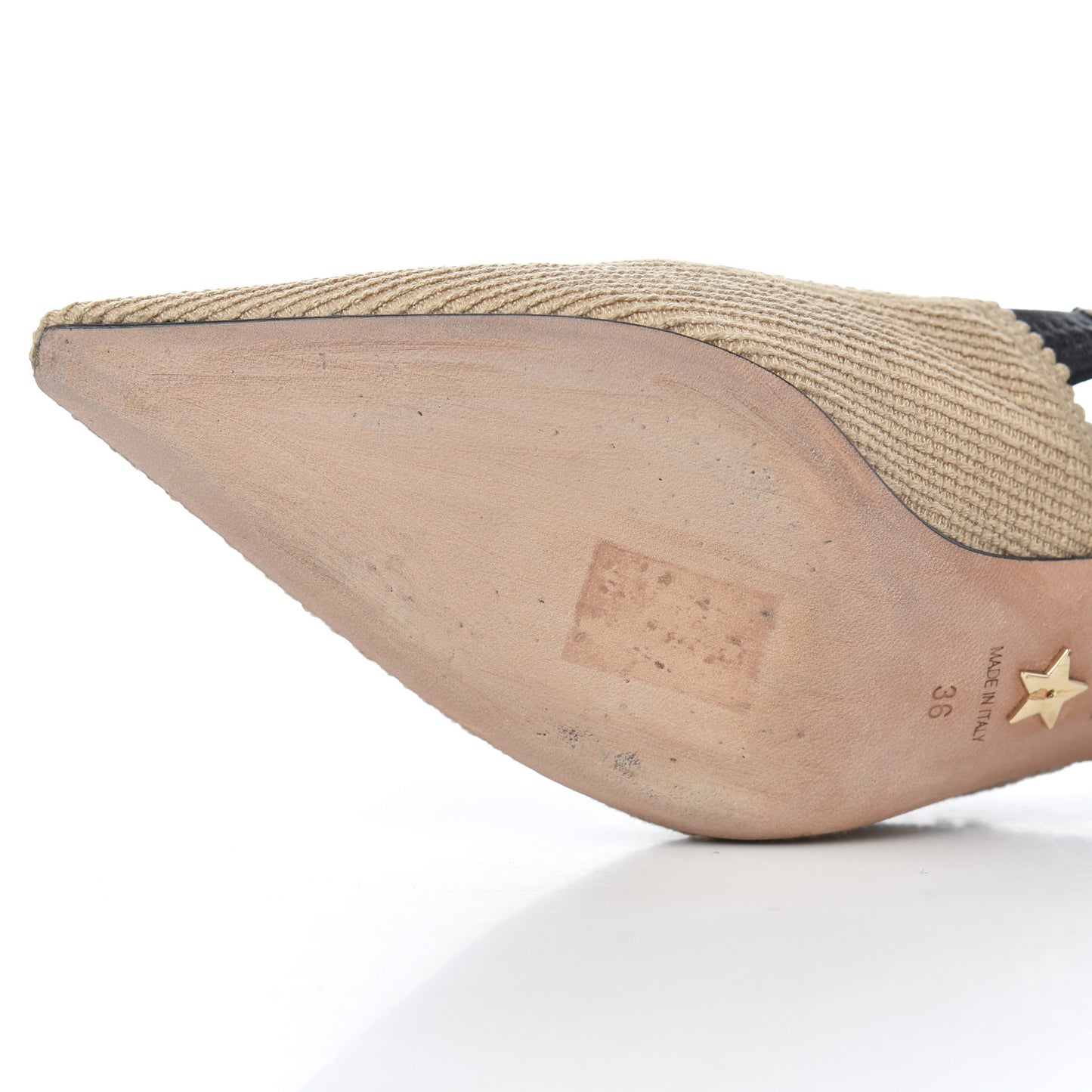 Natural Canvas Ribbon J'Adior Slingback 65mm Pumps 36 Black Cream