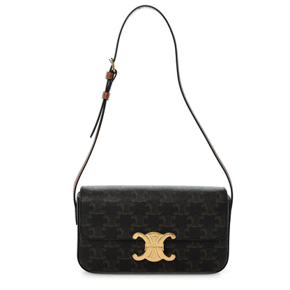 Celine Canvas Calfskin Triomphe Shoulder Bag Tan 1 of 12