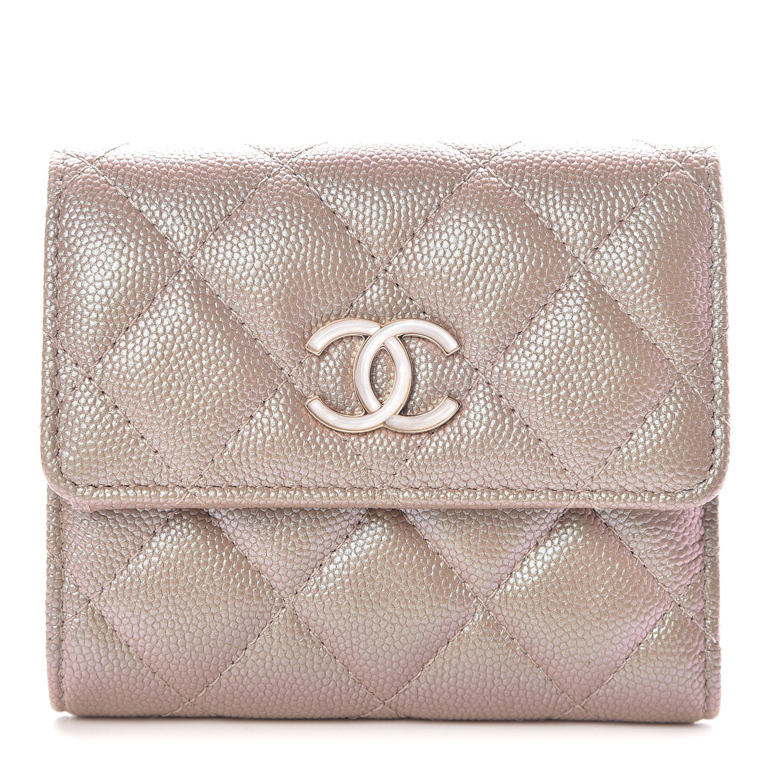Chanel Iridescent Caviar Quilted Small Flap Wallet Beige 1 of 9