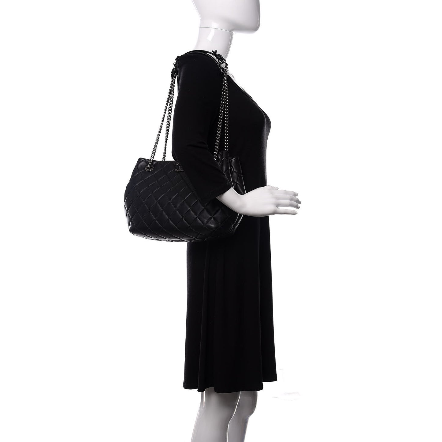 Lambskin Quilted Accordion Tote Black