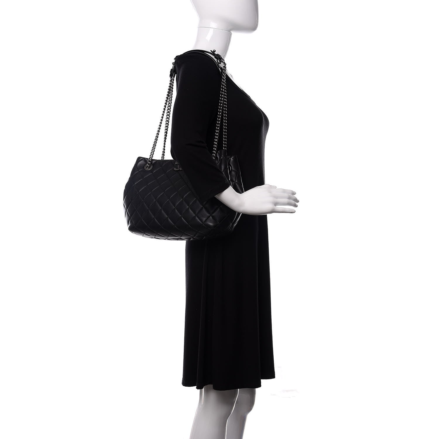 Chanel Lambskin Quilted Accordion Tote Black 2 of 12