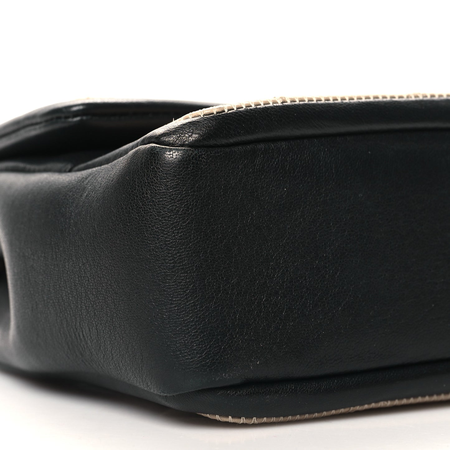 Calfskin Quilted Medium Graphic Flap Beige Black