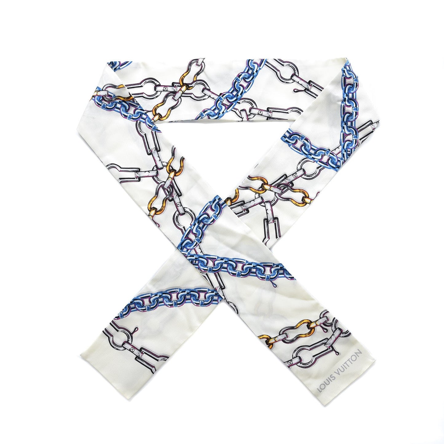 Silk Monogram Chain Bandeau White
