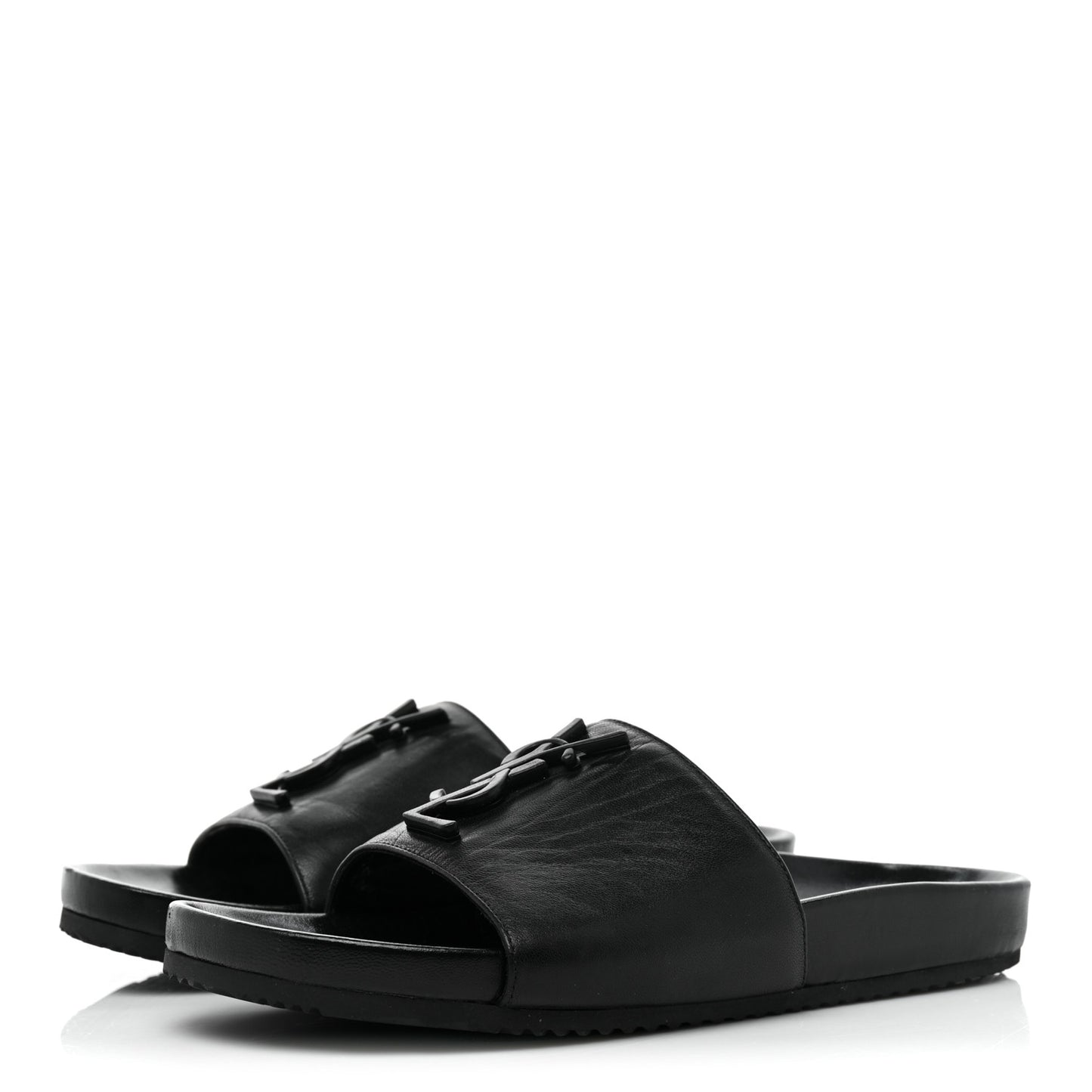 Calfskin Monogram Jimmy Joan Slide Sandals 37 Black