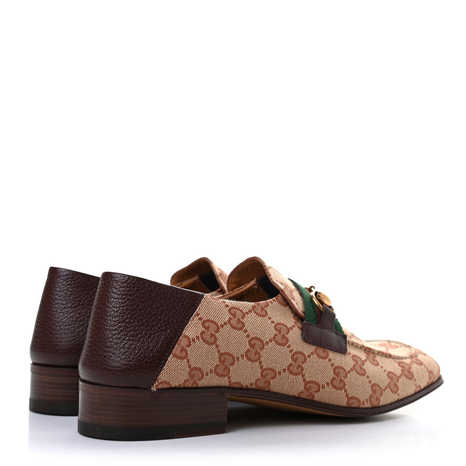 Gucci GG Monogram Goatskin Web Mens Horsebit Loafers 8 Beige Ruggine Light Brown 4 of 8