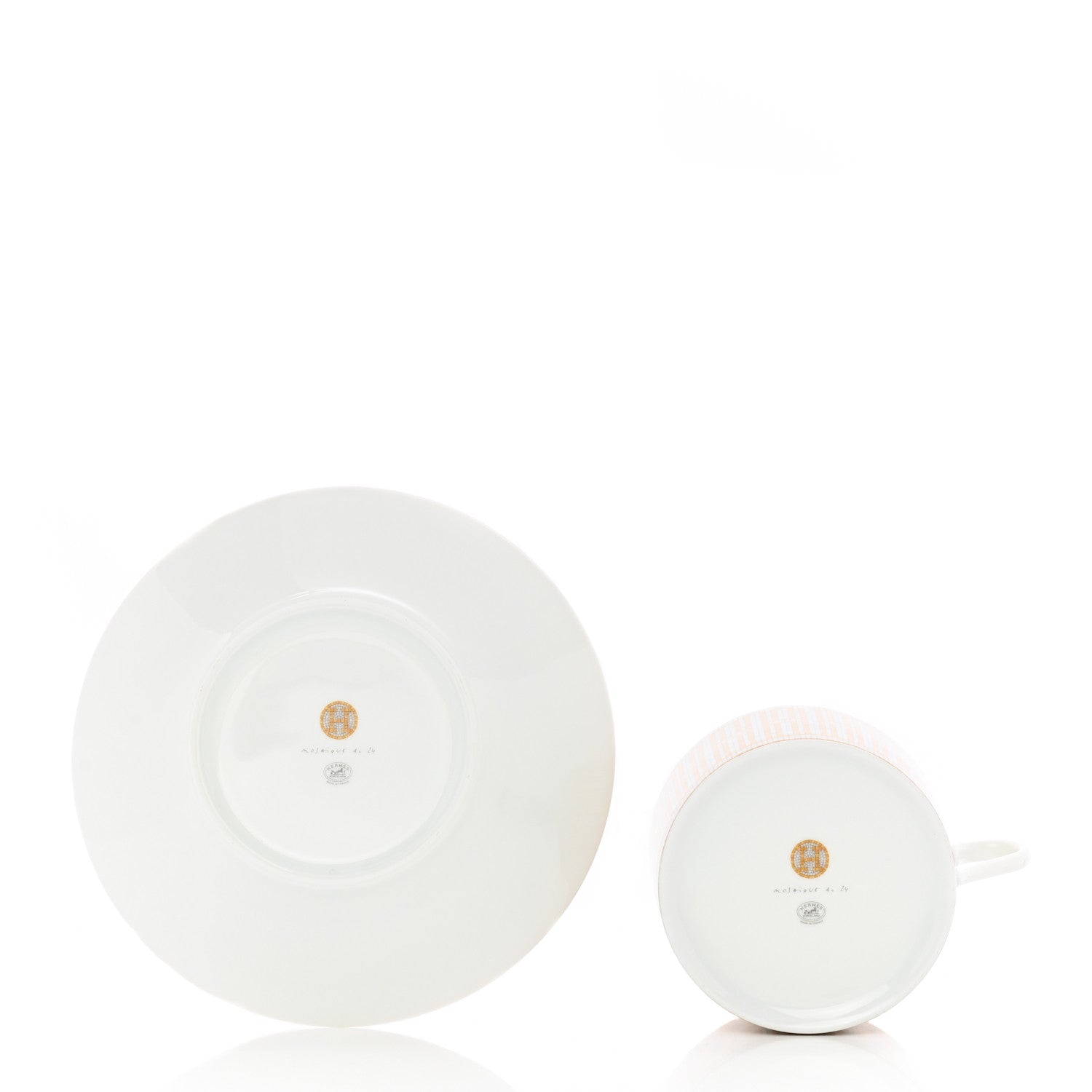 Hermes Porcelain Mosaique Au 24 Gold Breakfast Cup And Saucer Set Of 2 4 of 9