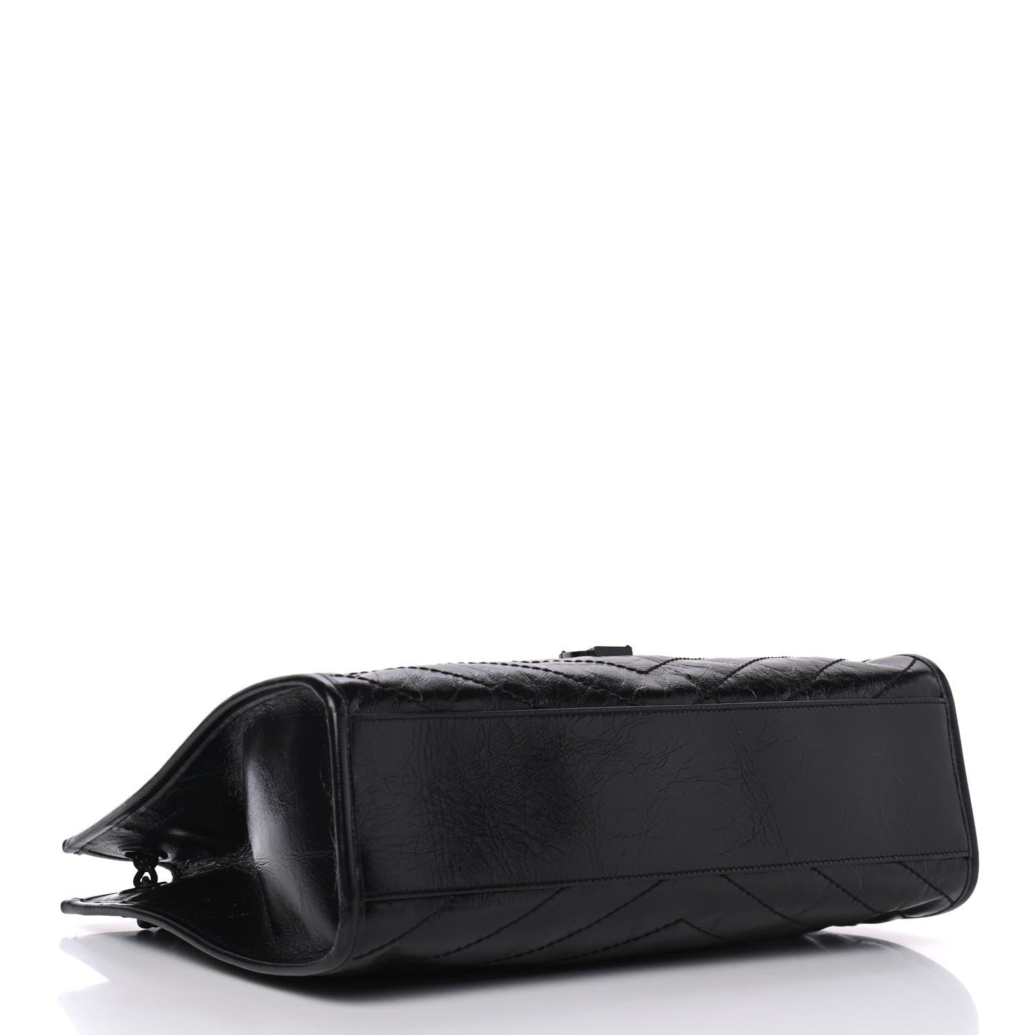 Saint Laurent Crinkled Calfskin Matelasse Monogram Medium Niki Shopper Tote Black 3 of 4