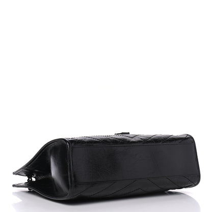 Saint Laurent Crinkled Calfskin Matelasse Monogram Medium Niki Shopper Tote Black 3 of 4