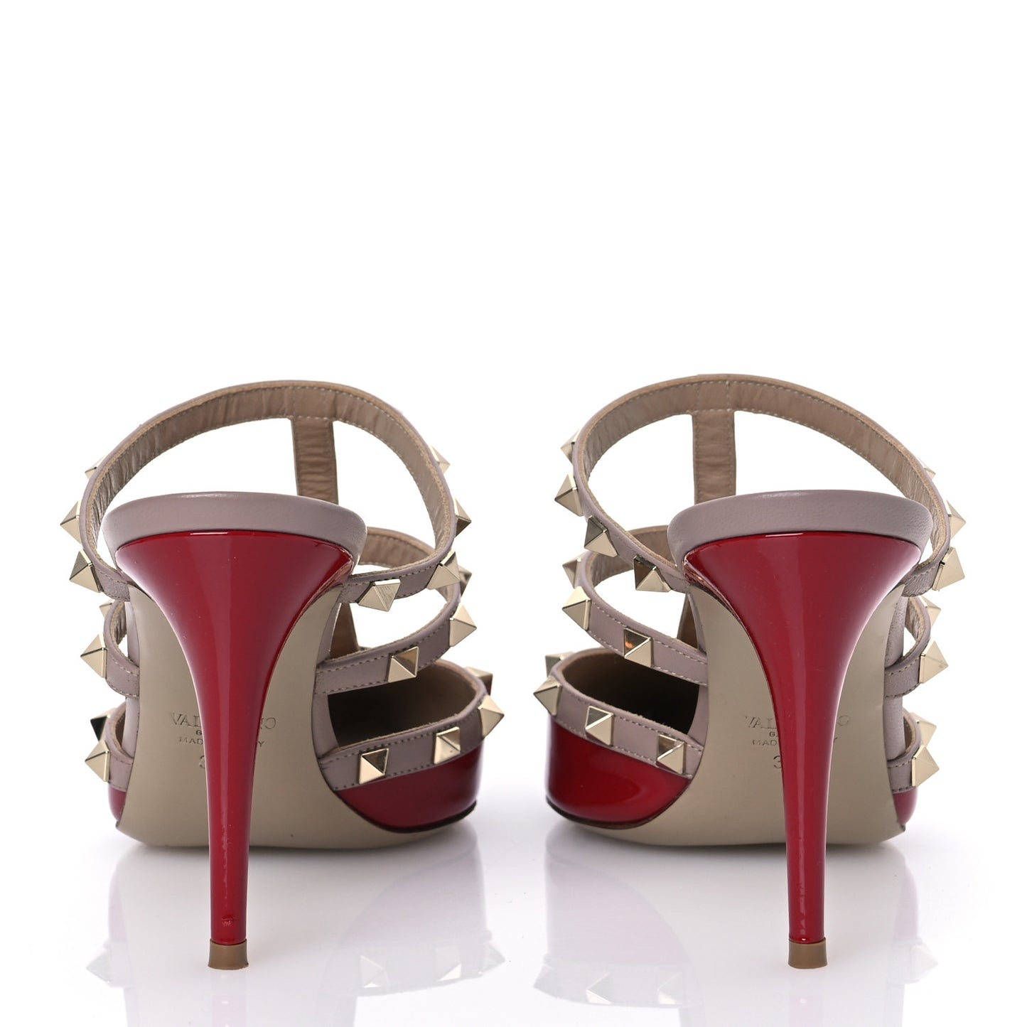 Patent Rockstud 90mm Cage Mules 39.5 Rosso Beige