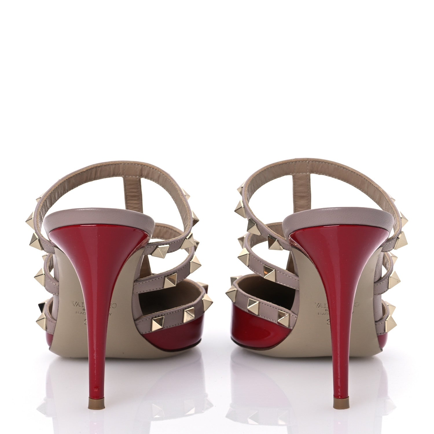 Valentino Garavani Patent Rockstud 90mm Cage Mules 39.5 Rosso Beige 6 of 14