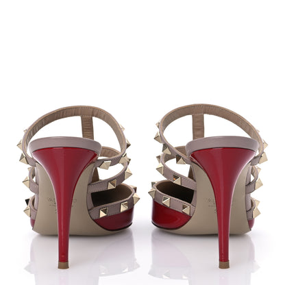 Valentino Garavani Patent Rockstud 90mm Cage Mules 39.5 Rosso Beige 6 of 14