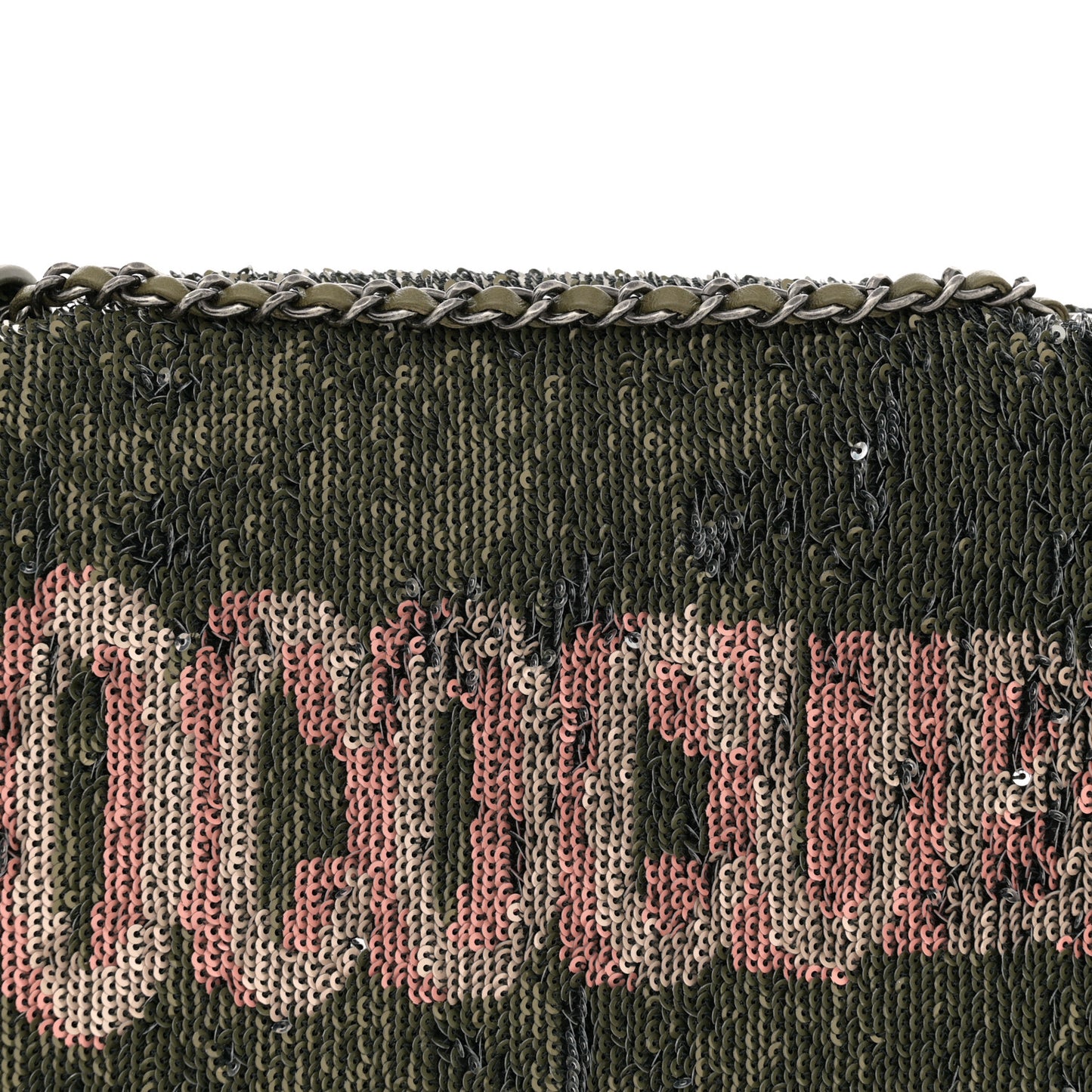 Sequin Coco Cuba Flap Bag Khaki