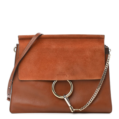 Chloe Suede Calfskin Medium Faye Shoulder Bag Tobacco 1 of 4