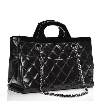 Chanel Glazed Calfskin Quilted Small CC Delivery Tote Black 3 of 9