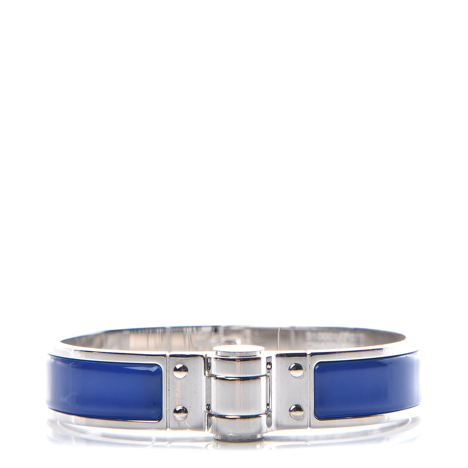 Hermes Enamel Charniere Uni Narrow Hinged Bracelet S Bleu Royal 1 of 7
