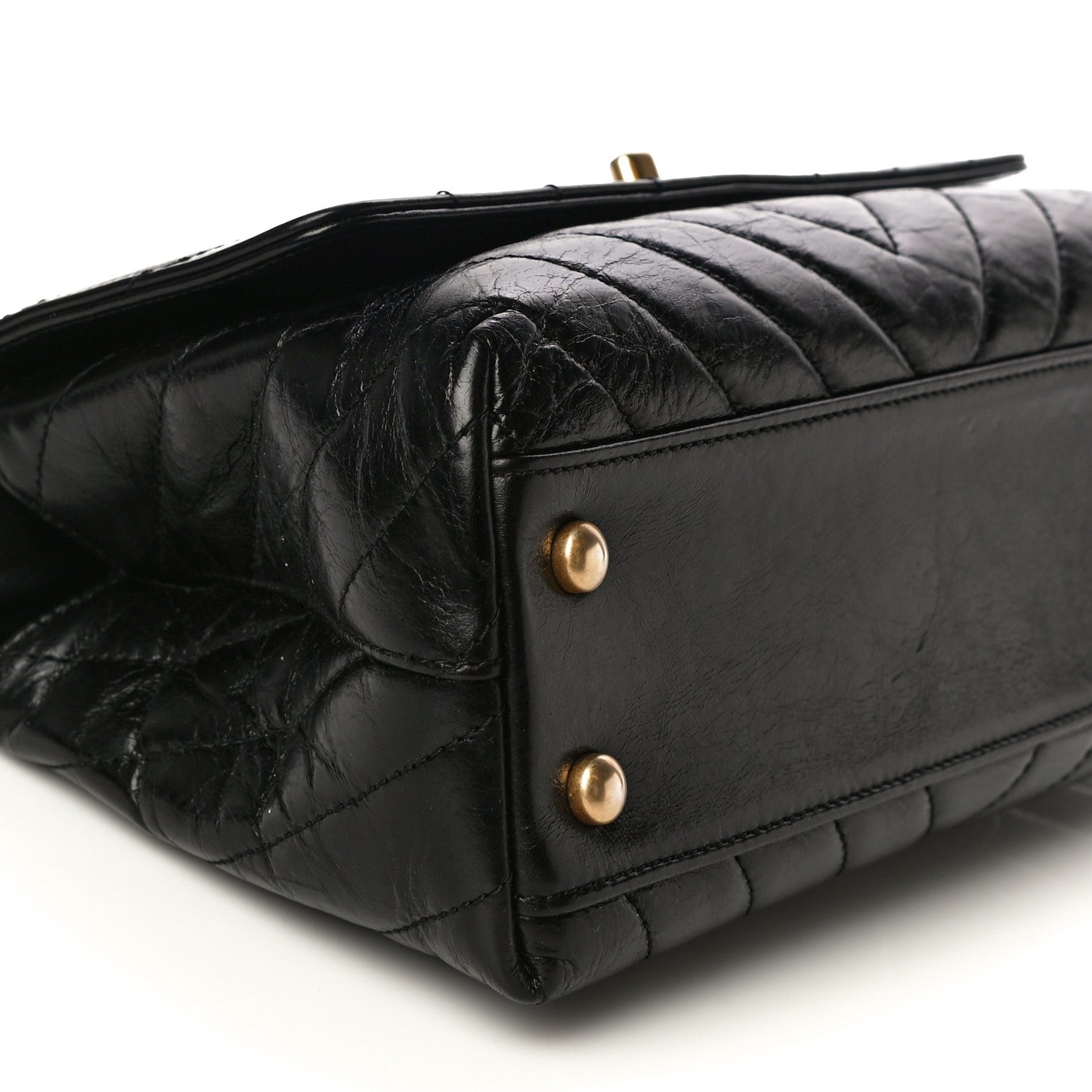 Chanel Aged Calfskin Chevron Quilted Mini Coco Handle Flap Black 8 of 11